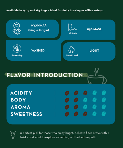 Myanmar Khar Taw Hmi – Light Roast, Washed Process